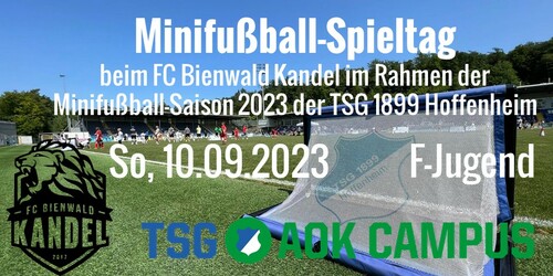 Cover-Grafic F2-Minifußball-Spieltag beim FC Bienwald Kandel e. V. in Kooperation mit TSG AOK Campus / TSG 1899 Hoffenheim